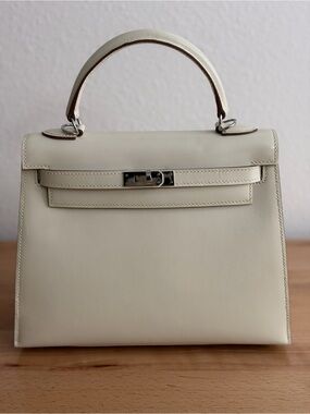 H Birkin 25 HANDMADE Craie soft white french box calfskin leather PHW 24K plated